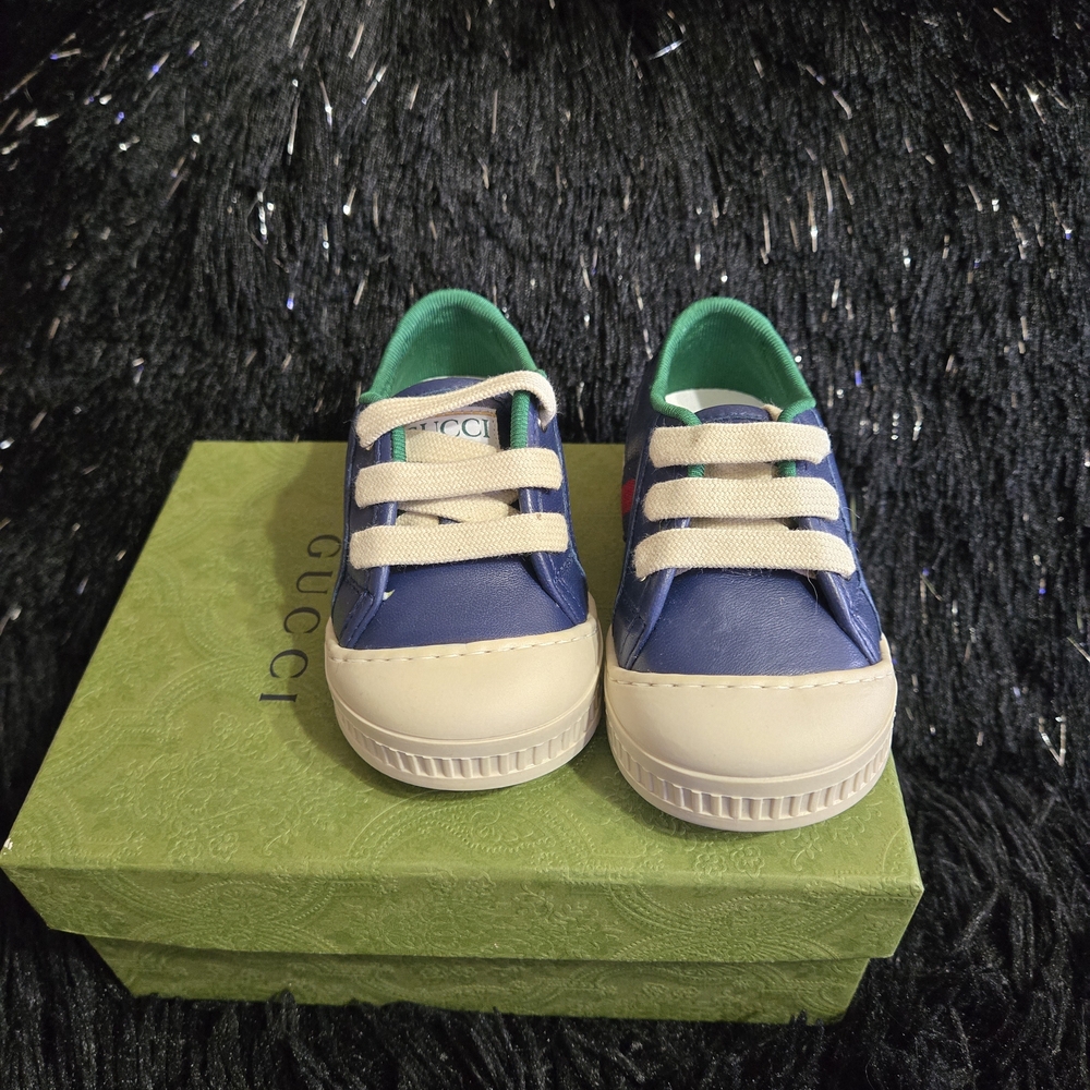 Gucci Kids Navy and Cream Sneakers